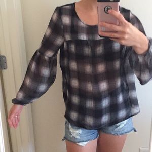 Old Navy Sheer Plaid Blouse